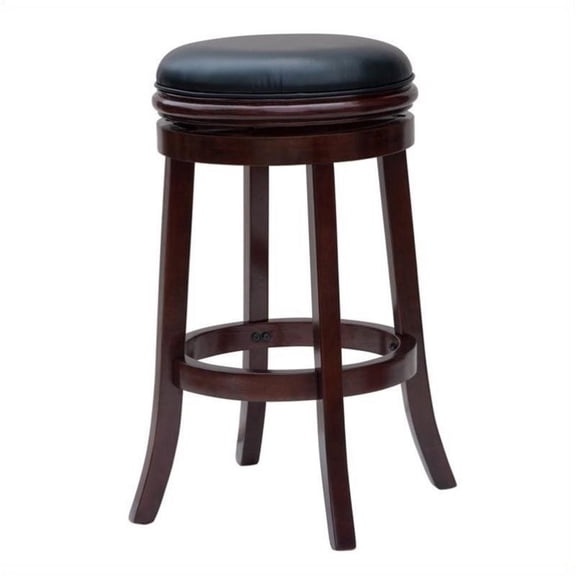 Bowery Hill 29.75" Backless Contemporary Wood Swivel Bar Stool in Cherry