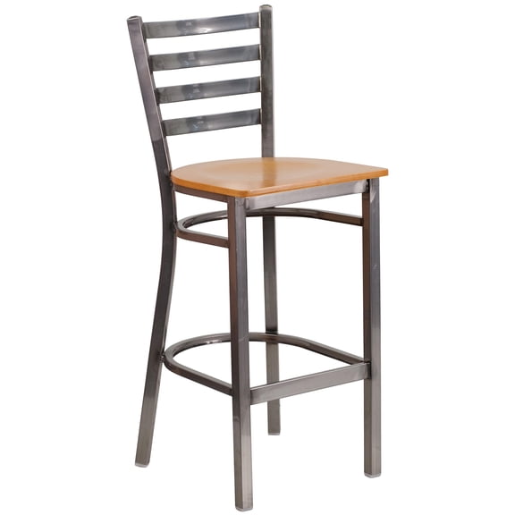 Bowery Hill 29" Ladder Back Restaurant Bar Stool in Natural