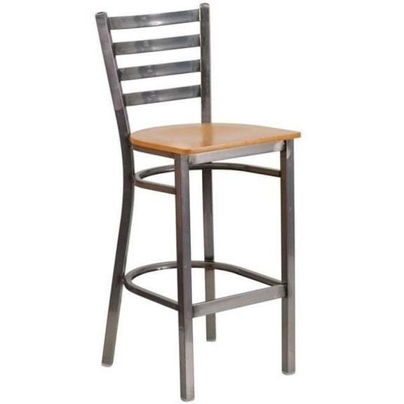Bowery Hill 29" Ladder Back Restaurant Bar Stool in Natural