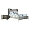 thumbnail image 1 of Bowery Hill 2pc Gray Solid Wood Bedroom Set- Cal King + 1 Nightstand, 1 of 9