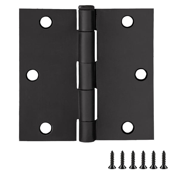 Bowery Hill 3.5" 3-Pack Square Corner Stainless Steel Door Hinge in Black