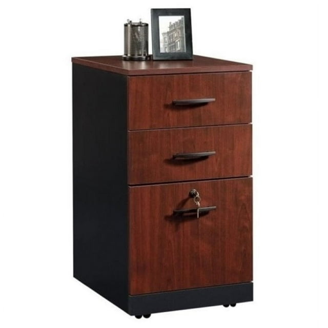 Bowery Hill 3 Drawer Pedestal, File Storage Cabinet with a Key Lock in Classic Cherry