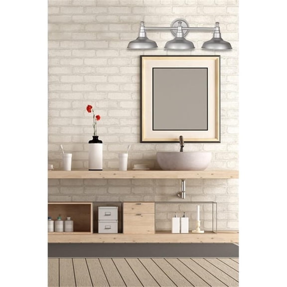 Bowery Hill 3-Light Stainless Steel Vanity Light in Galvanized Paint