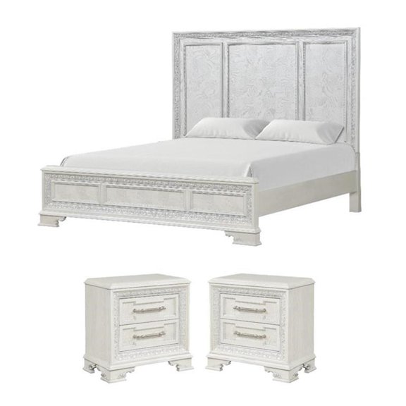 Bowery Hill 3-Piece Bedroom Set of Queen Bed & 2 Nightstands