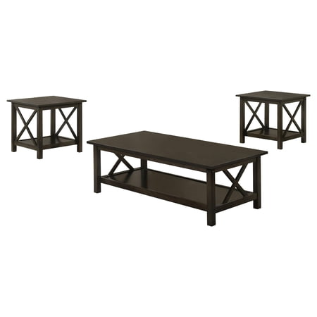 Bowery Hill Asian Hardwood Dark Merlot Coffee Table Set Rectangular Lower Storage Shelf Unassembled