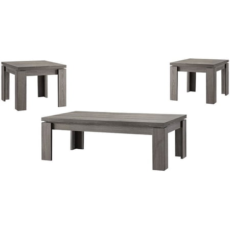 Bowery Hill 3 Piece Contemporary Coffee Table Set in Weathered Gray