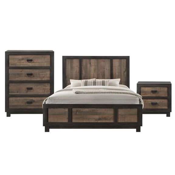 Bowery Hill 3 Piece Engineered Wood Full Panel Bedroom Set in Dark Chocolate