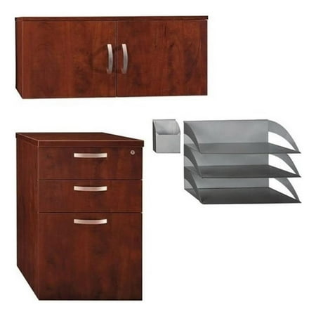 Bowery Hill 3 Piece Mid-Century Modern Wood Storage Kit in Hansen Cherry