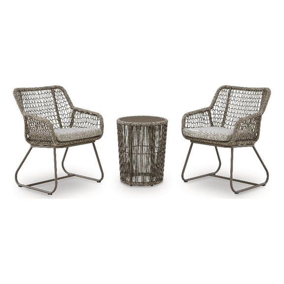 Bowery Hill 3-Piece Outdoor Table and 2 Chairs with Rope Detail