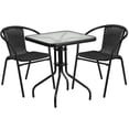 thumbnail image 1 of Bowery Hill 3 Piece Rattan/Glass Square Patio Bistro Set in Black, 1 of 4