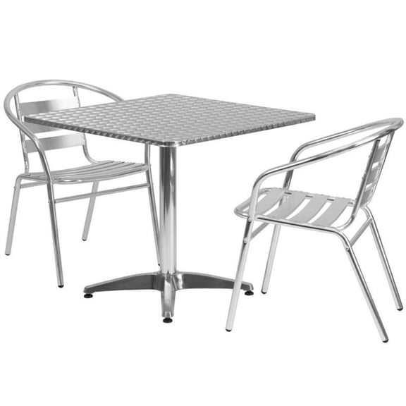 Bowery Hill 3 Piece Square Patio Dining Set in Aluminum