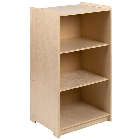 Bowery Hill 3 Shelf 26" x 18" Wooden School Classroom Bookcase in Natural