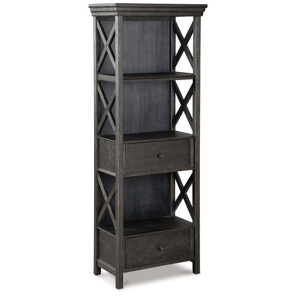 Bowery Hill 3 Shelf Bookcase in Black and Gray