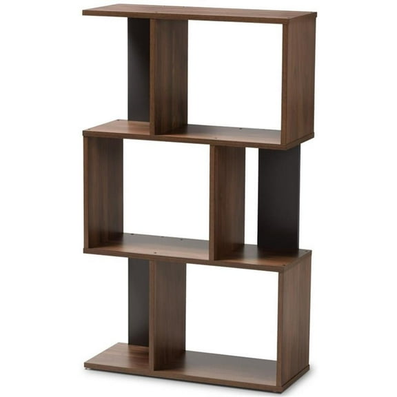 Bowery Hill 3 Shelf Display Bookcase in Brown and Dark Grey