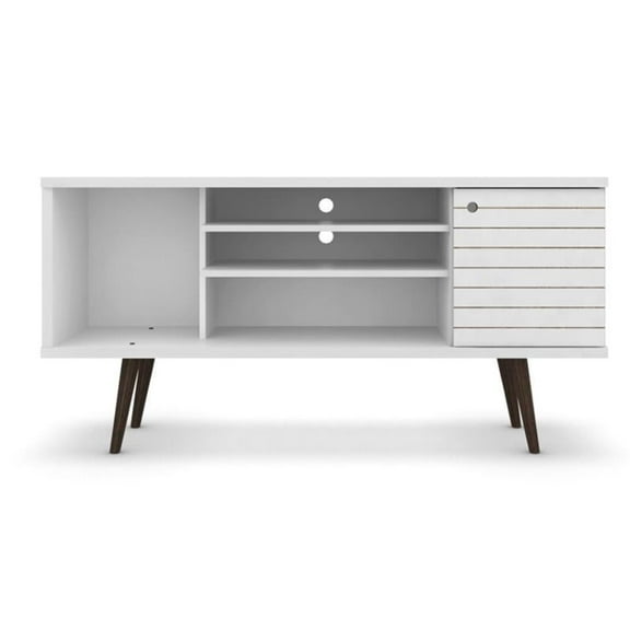 Bowery Hill 3-Shelf Solid Wood TV Stand for TVs up to 50" in White