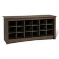 thumbnail image 1 of Bowery Hill 3 Tier Wood Shoe Storage Bench with 18 Shoe Cubbies in Brown, 1 of 4