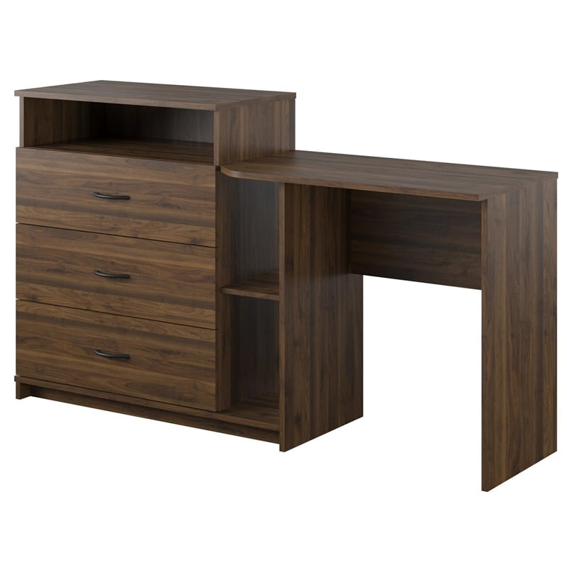 Bowery Hill 3 in 1 Media Dresser and Desk Combo in Walnut
