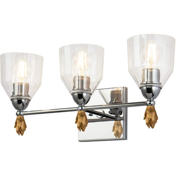 Bowery Hill 3-light Gold Flame-shaped Bath Vanity Light in Chrome