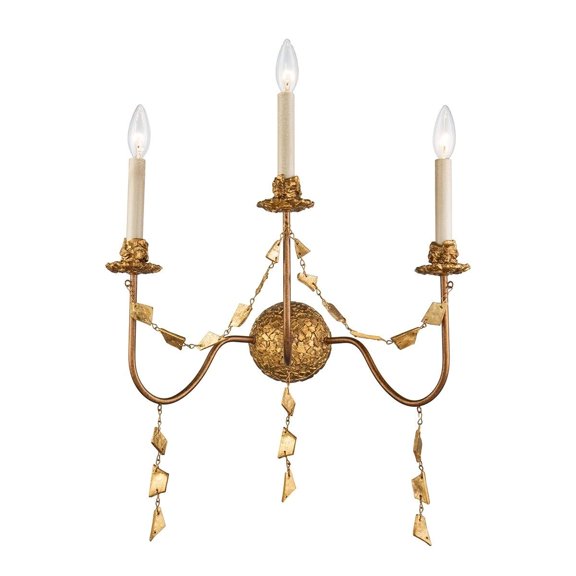 Bowery Hill 3-light Traditional Metal Wall Sconce in Gold Leaf