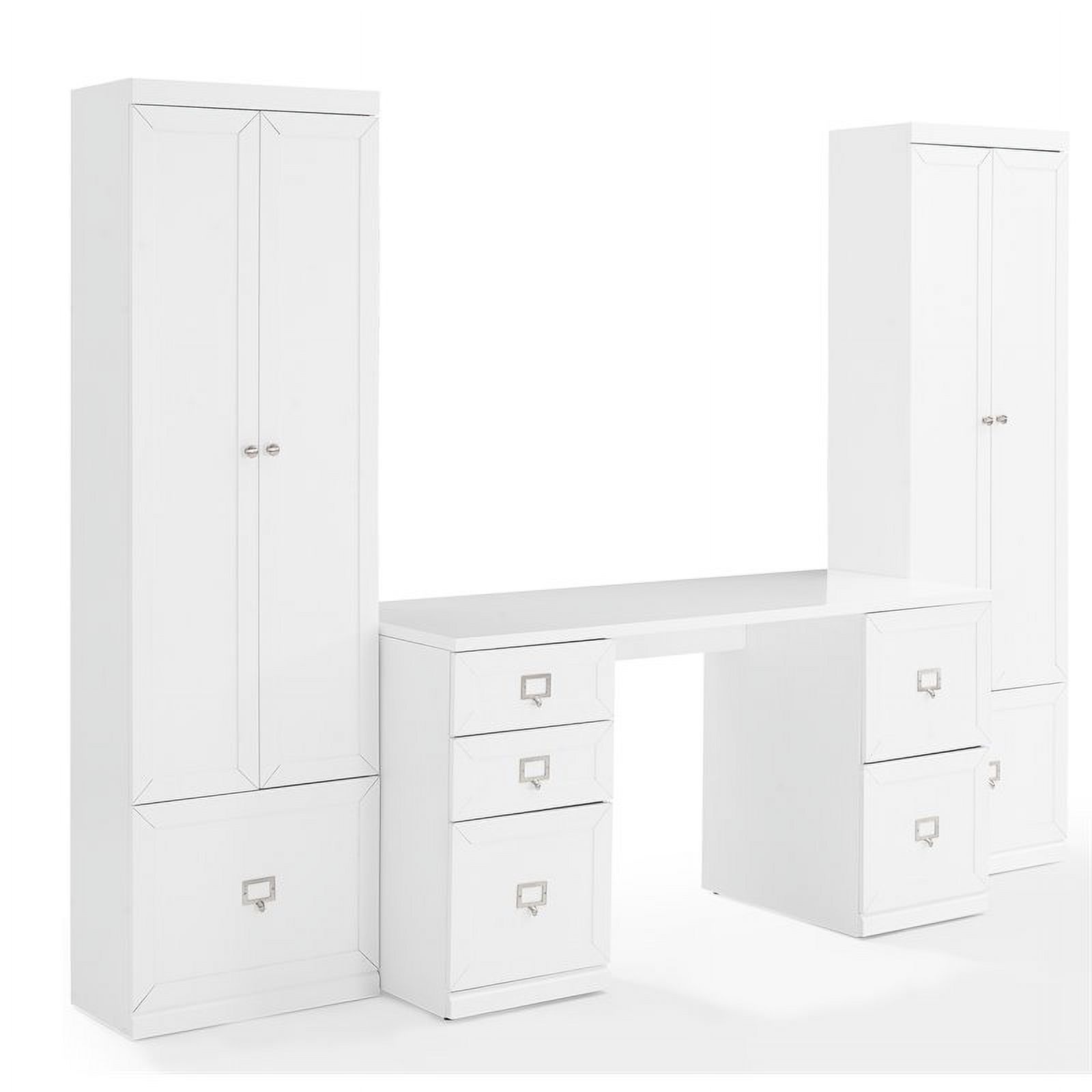 Bowery Hill 3piece Wood File Desk Set in White Finish