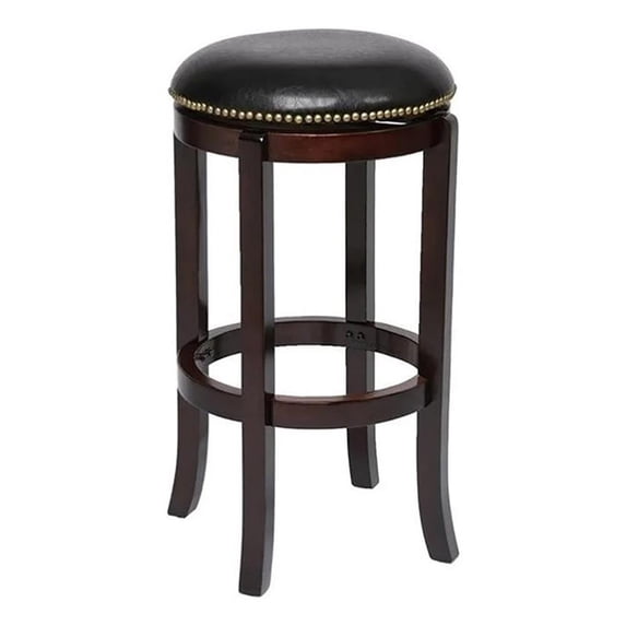 Bowery Hill 30" Contemporary Wood Swivel Bar Stool in Cappuccino/Black