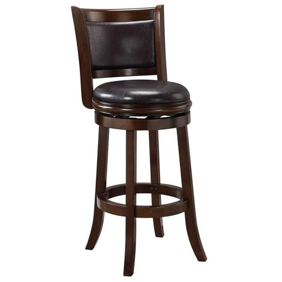 Bowery Hill 30" Contemporary Wood Swivel Bar Stool in Cappuccino