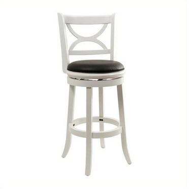 Bowery Hill 30" Farmhouse Wood Swivel Bar Stool in Buttermilk/Black