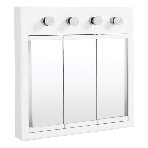 Bowery Hill 30-Inch Assembled Lighted Medicine Wood Cabinet in White Gloss