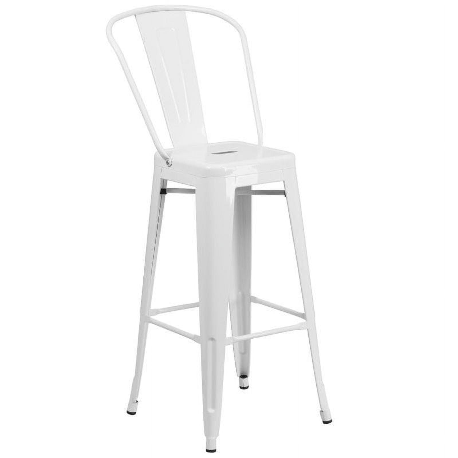 Bowery Hill 30'' Industrial Steel Metal/Plastic Bar Stool in White