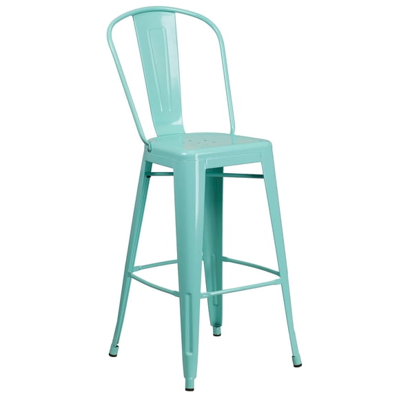 Bowery Hill 30" Metal Bar Stool in Mint Green