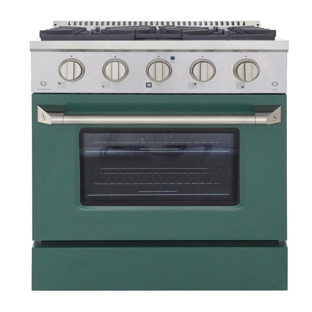 Bowery Hill 30" Modern Stainless Steel Natural Gas Range in Green/Silver