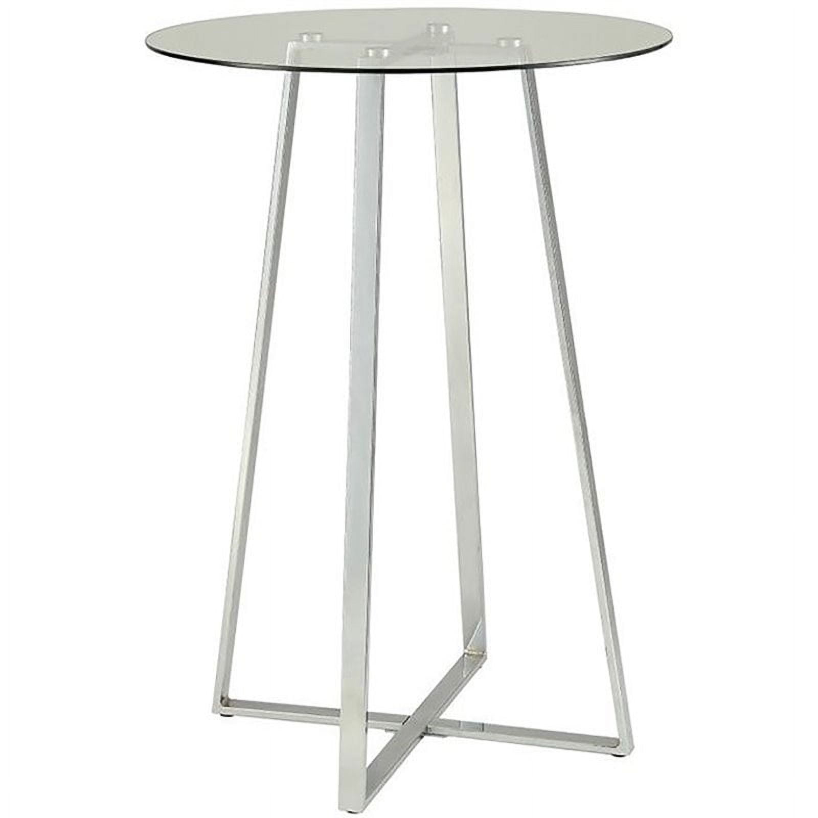 Bowery Hill 30 Round Glass Top Pub Table In Chrome 4784