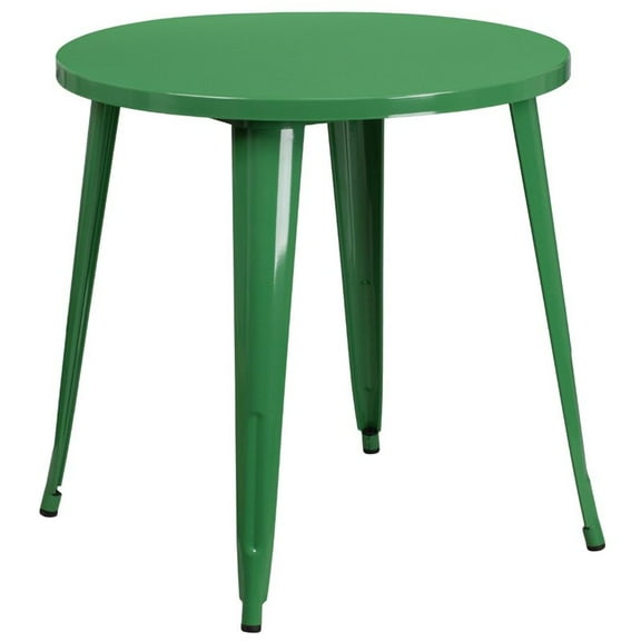 Bowery Hill 30" Round Metal Dining Table in Green