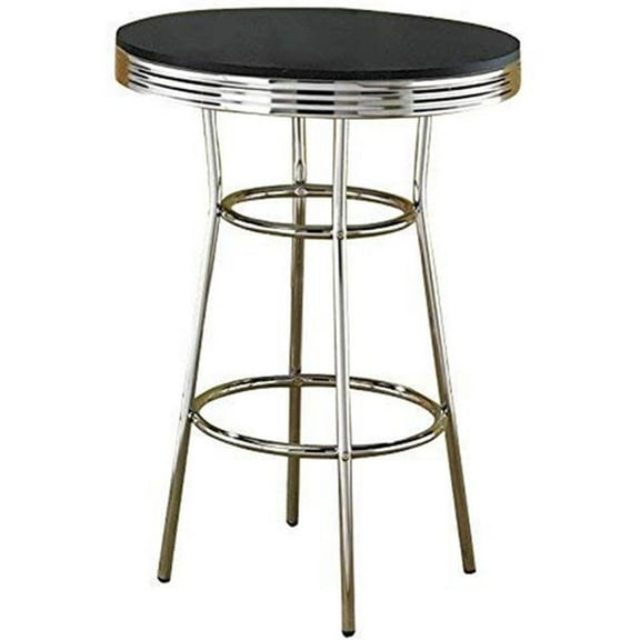 Bowery Hill 30" Round Pub Table in Black and Chrome