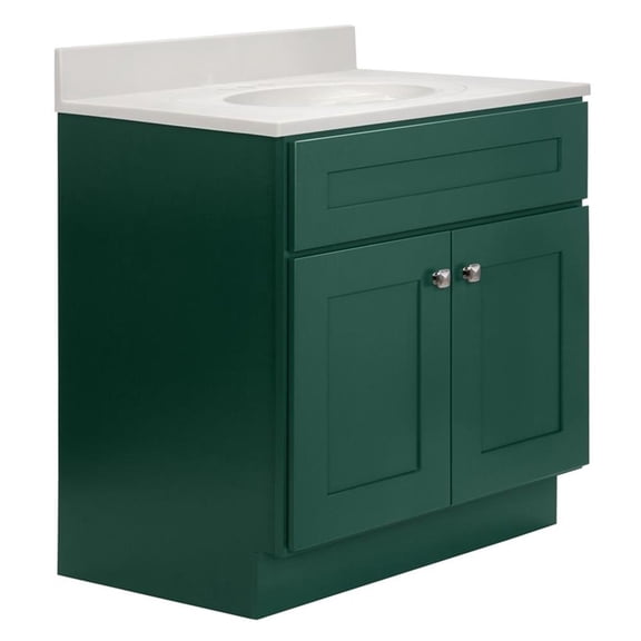 Bowery Hill 31-Inch Bath Vanity - Hunt Club Base and Ivory Swirl Top