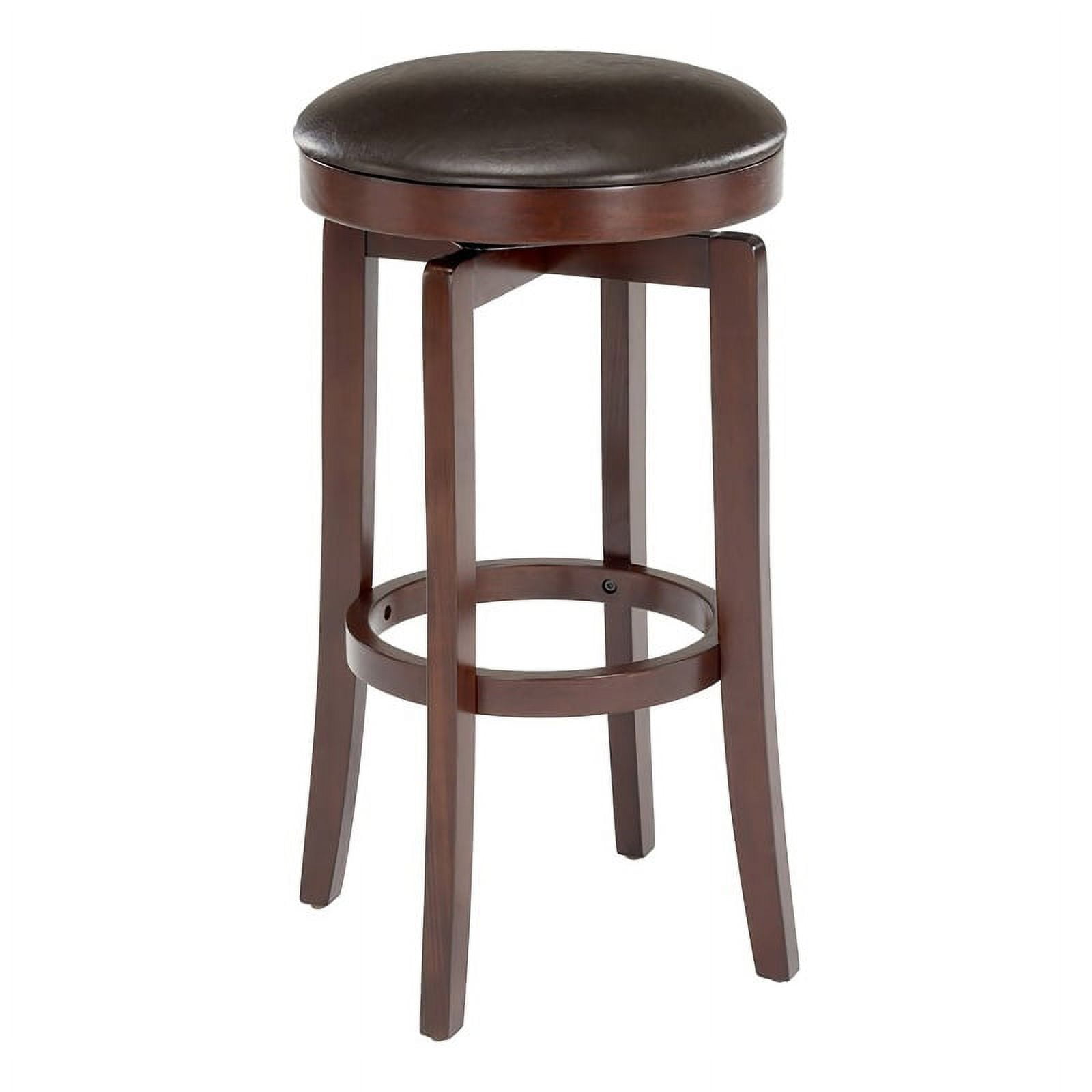 Bowery Hill 31" Transitional Wood Backless Swivel Bar Stool in Cherry