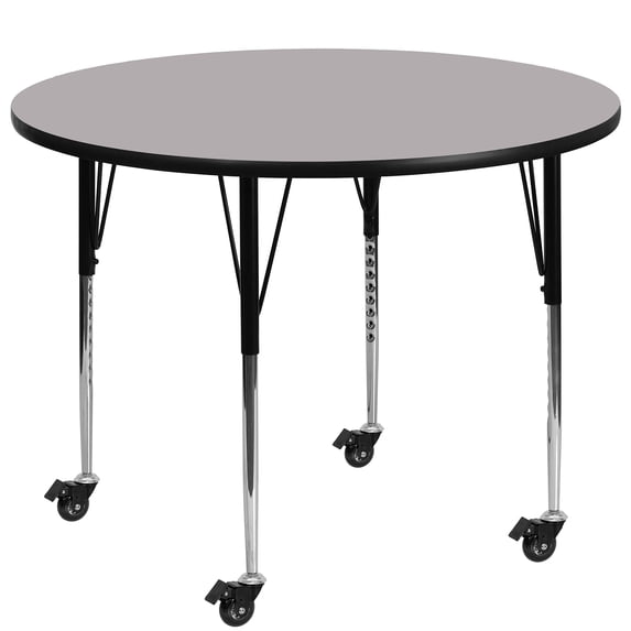 Bowery Hill 31" x 42" Round Mobile Activity Table in Gray