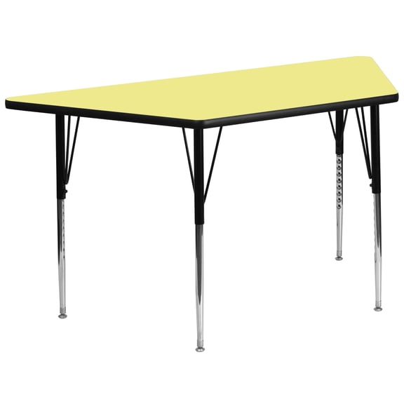 Bowery Hill 31" x 58" Trapezoid Thermal Fused Top Activity Table in Yellow