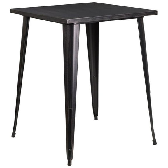 Bowery Hill 33" Square Metal Bar Table in Black and Antique Gold