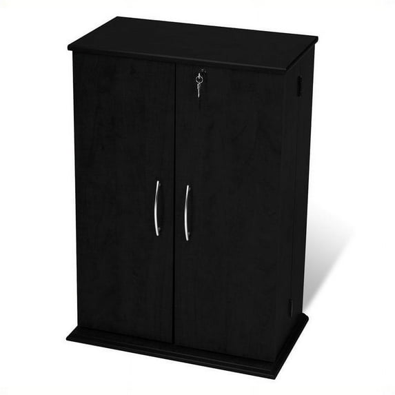 Bowery Hill 34" Locking CD DVD Media Storage Cabinet in Black