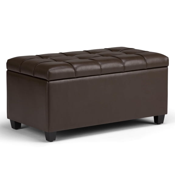 Bowery Hill 34" Rectangle Ottoman Bench in Chocolate Brown Faux Leather