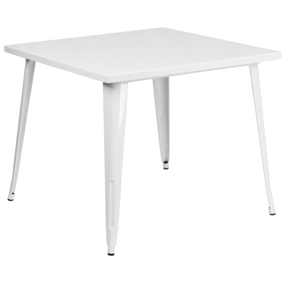 Bowery Hill Metal White Dining Table Square 35.5"