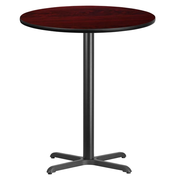 Bowery Hill 36" Round Restaurant Bar Table in Black and Mahogany