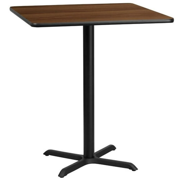 Bowery Hill 36" Square Restaurant Bar Table in Black and Walnut