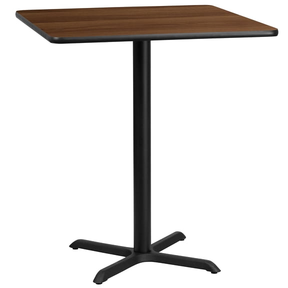 Bowery Hill 36" Square Restaurant Bar Table in Black and Walnut