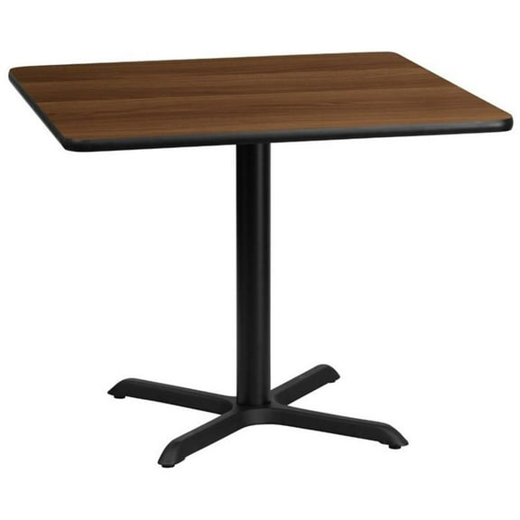 Bowery Hill 36" Square Restaurant Dining Table in Black and Walnut