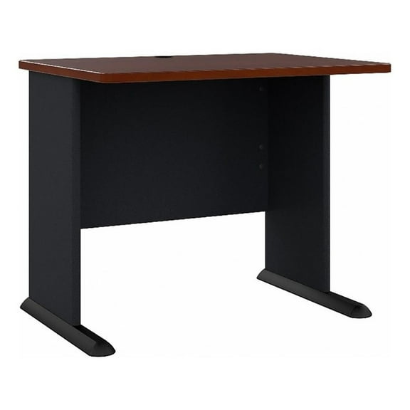 Bowery Hill 36" Transitional Engineered Wood Desk in Hansen Cherry/Gray