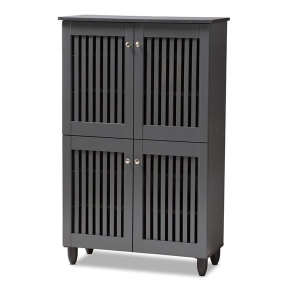 Bowery Hill 4-Door Wood Entryway Shoe Cabinet in Dark Gray