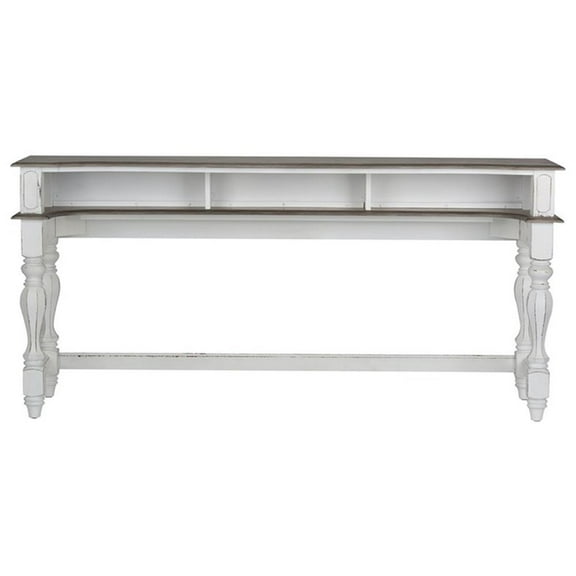 Bowery Hill 4 Piece Console Set in White and Gray (1-Console and 3-Stools)