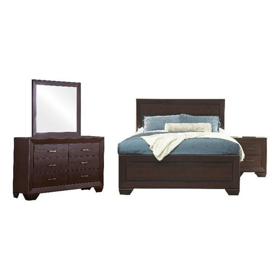 Bowery Hill 4 Piece Queen Panel Bedroom Set in Dark Cocoa